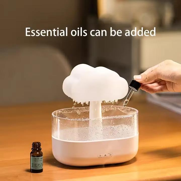 Home Bedroom Car Hot Sale Rain Cloud Humidifier Aroma Essence Oil Diffuser 7 Color LED Night Light Mushroom Design