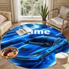 Custom Name Personalized Sports car Print Round Rug, Versatile Home Decor Carpet, for Playroom, Apartment, Balcony, Entryway, Hallway Gift