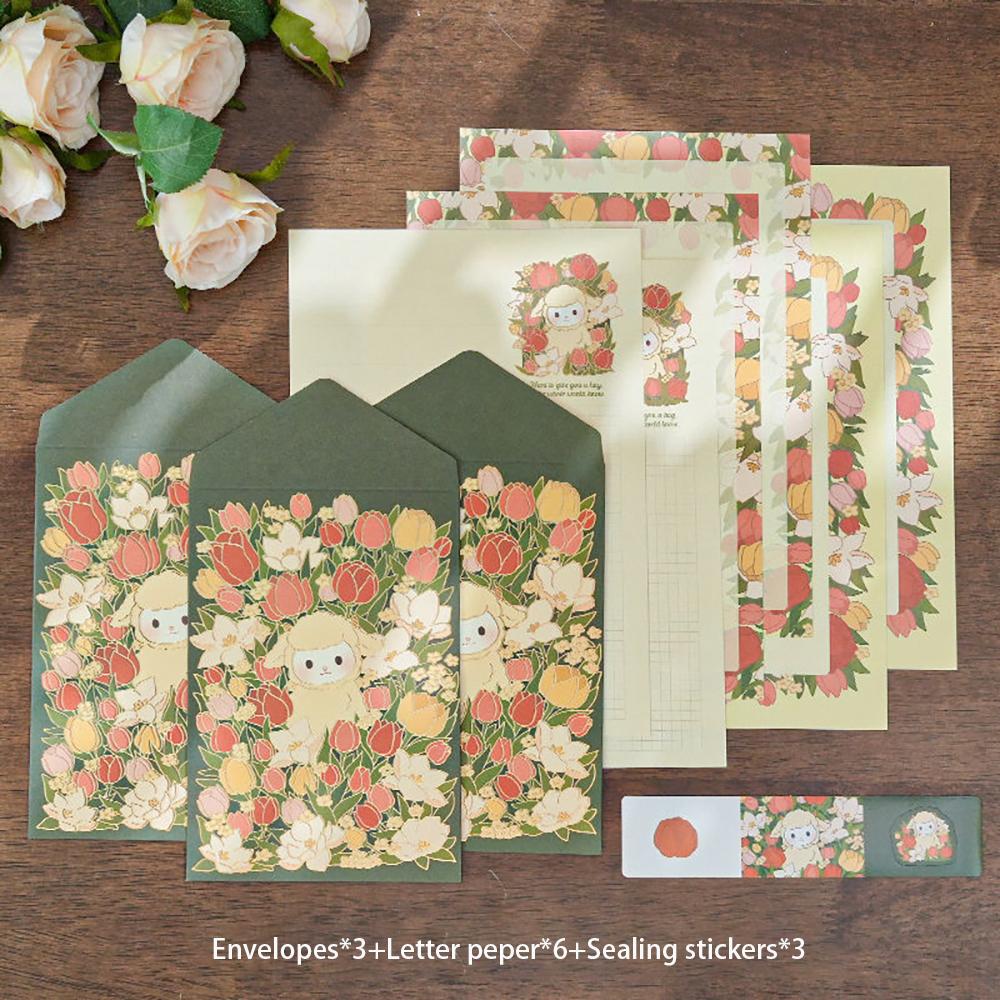 Envelope letter set romantic series fairy tale hot stamping DIY message blessing letter with sealing sticker