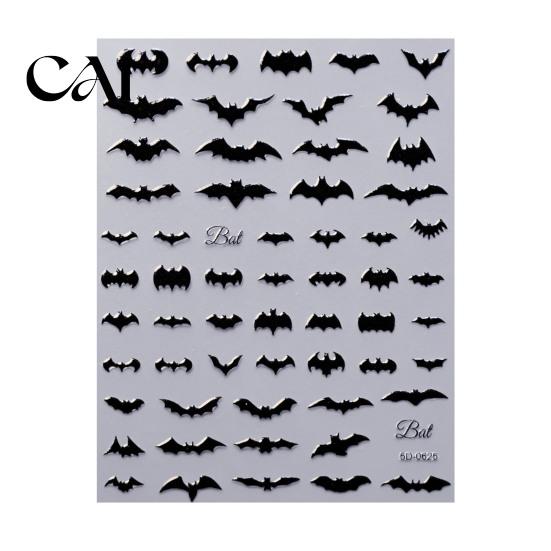 Holiday Party Nail Decals Halloween 3D Embossed Stickers, Skeleton Hand Pumpkin Spider Bat Gothic Manicure Art Decals, Decoration for Decor Sticker