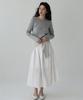 Keullaepeu Cotton Lace Elastic Waist Long Skirt_Ivory