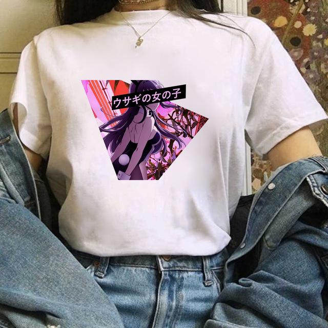 Zogankin Harajuku T Shirt Women Fun Spoof Tops Tee Japnese Anmie Character Print T Shirt 90S