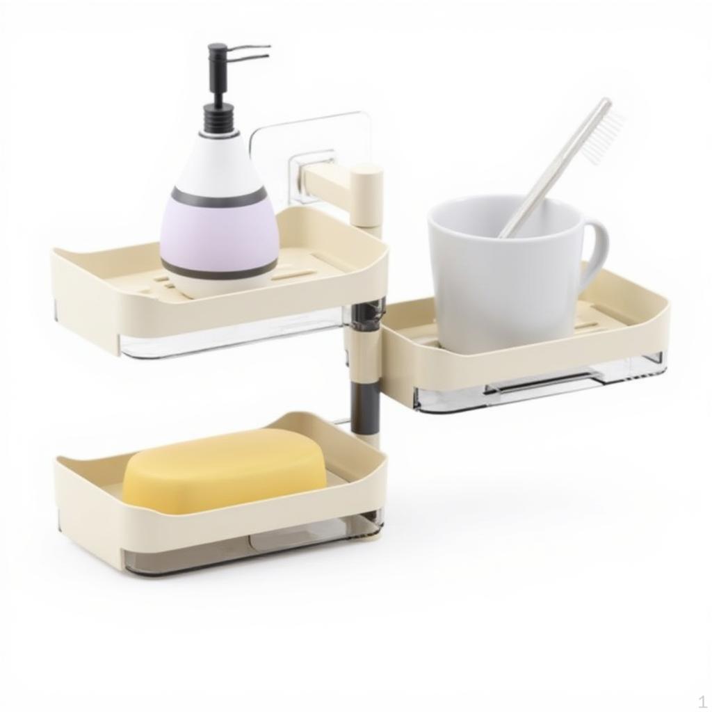 Rotating Soap Dish, Multitier NoDrill Bathroom Organizer Gun Gray 2 Layers