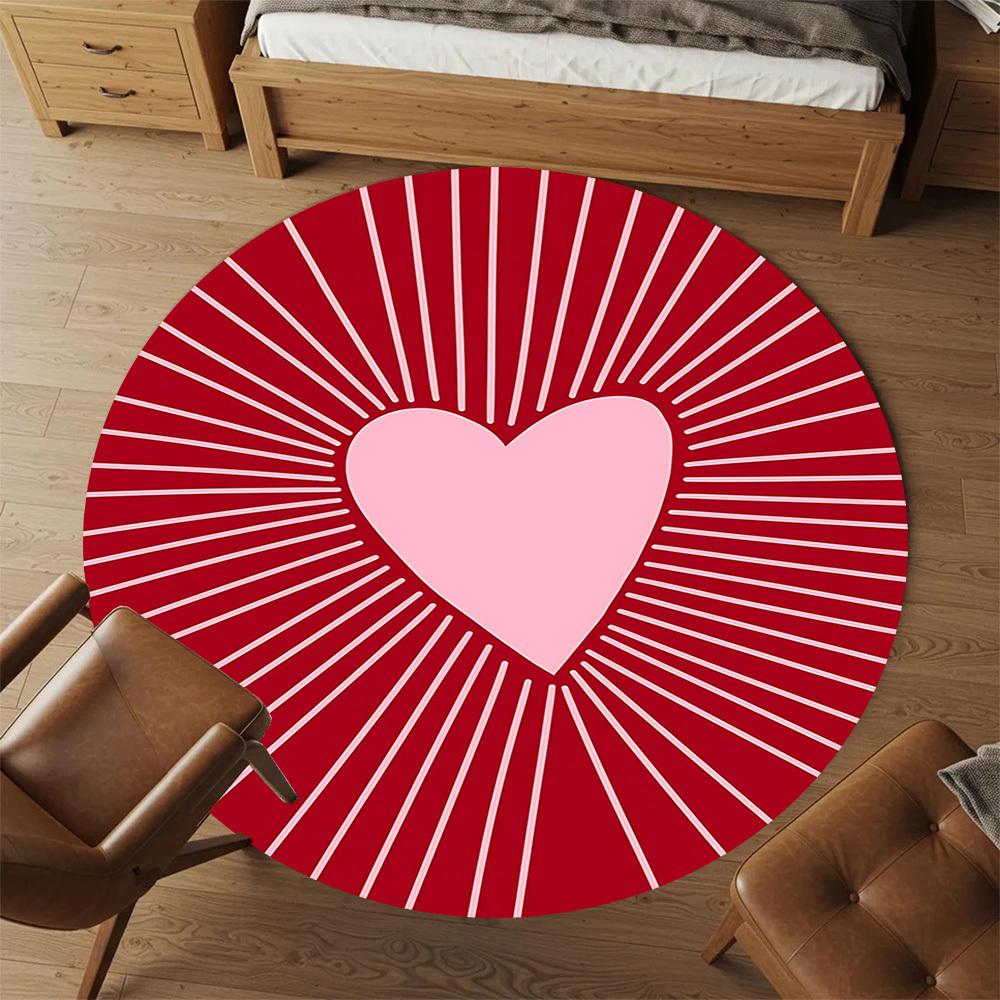 1pc heart love Round Chair mat Area Rug - Non-Slip, Floor Mat for Office, Bedroom, and Indoor Decor c1125055