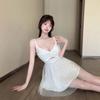 Sexy mesh splicing hollow skirt fashionable new chic design age-reducing suspender big swing dress