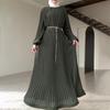 2025 Sommer Europäisches & Amerikanisches Muslimisches Falten-Locker-Einfarbiges Modekleid