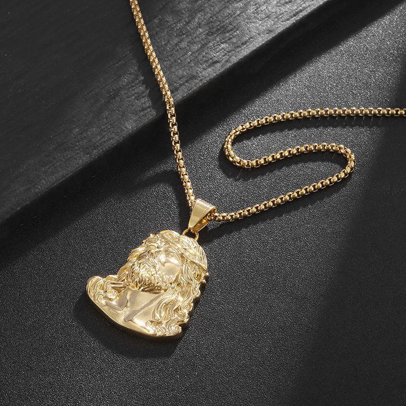 Stainless Steel Jesus Pendant Necklace for Men Religious Jewelry