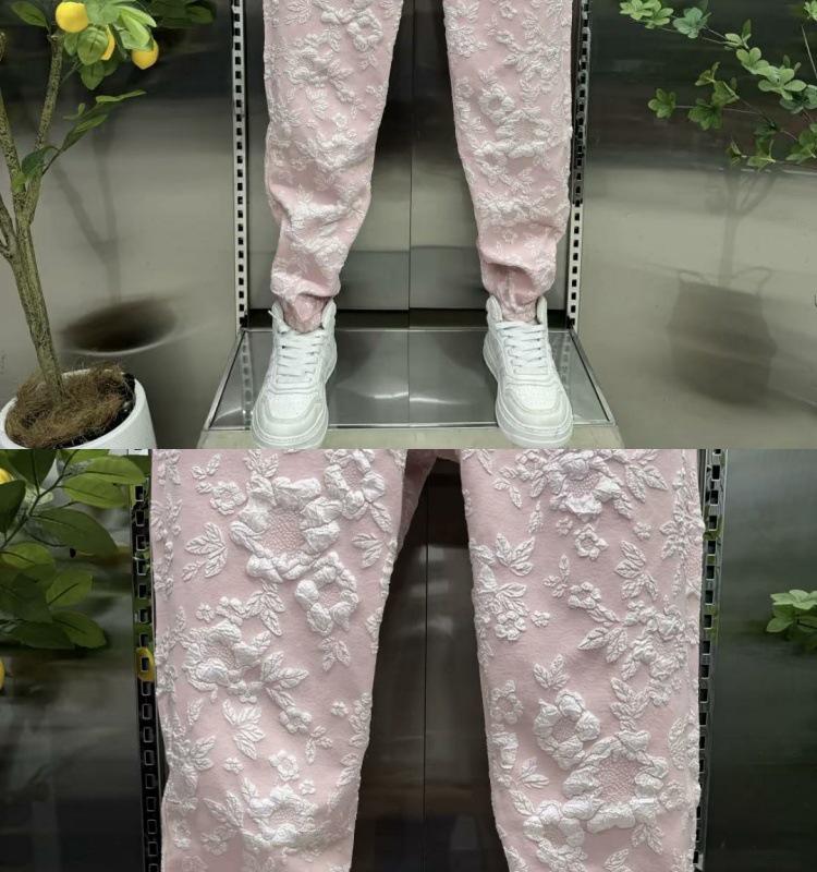 Men's Autumn Embossed Print Casual Shirt and Pants Set