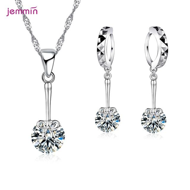 European Brand JEMMIN Rainestone Pendant Necklace/Earring Women Jewelry Sets Wholesale