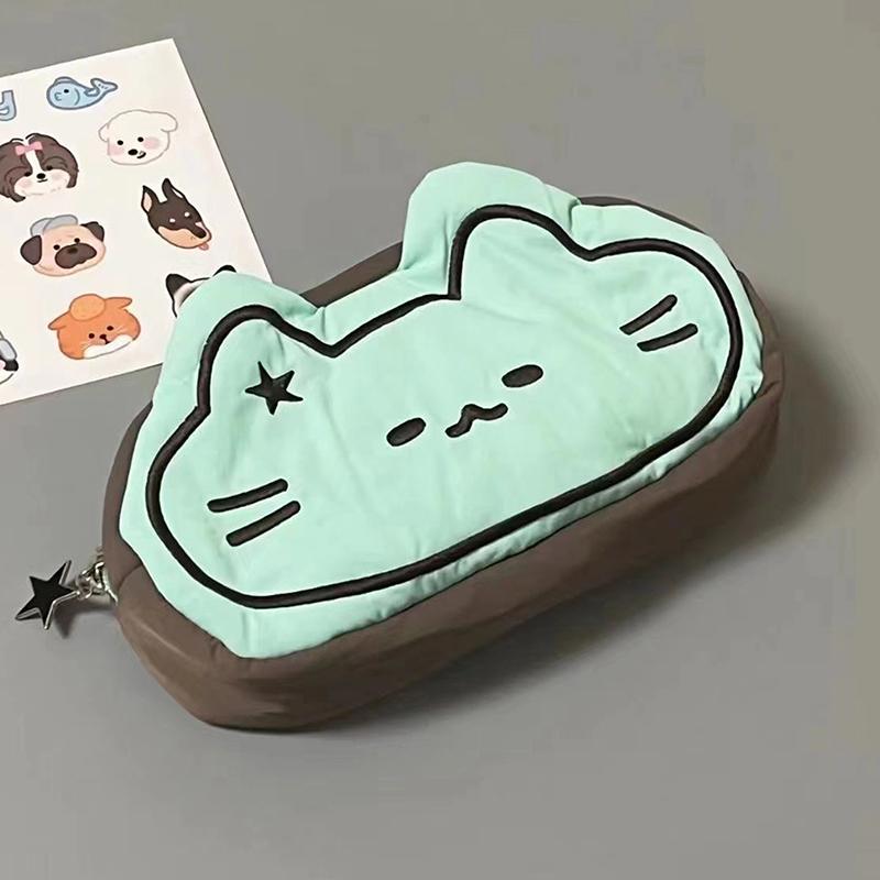 

Японский милый мультяшный тост Кот кавайный плюшевый пенал сумка для карандашей обратно в школу канцелярские принадлежности для учебы школьные принадлежности пеналы милая сумка зелёный