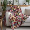 Geometric Mosaic Knit Blanket Square Pattern Soft Cozy Throw Blanket for Sofa Bed Decoration Gift
