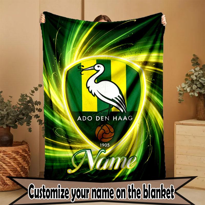 Custom Name Personalized ADO Den Haag Print Blanket, Home Decor, Bedroom, Sofa, Camping, Couch, Gifts for Birthday Christmas