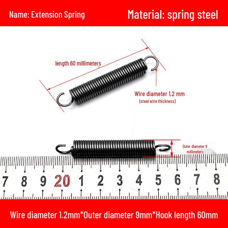 1.2mm Wire Extension Spring with Hook - Soft Tensile Force Spring Accessory