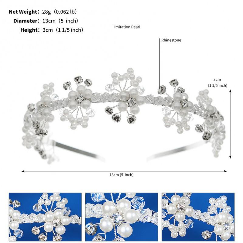 Korean Bridal Hair Accessories Pearl Flower Headband Hand-knitted Wedding Crystal Beaded