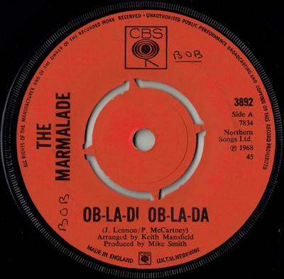 7-inch Plaat MARMALADE - Ob-La-Di Ob-La-Da 3892 CBS 1968 VK Rock Gebruikt