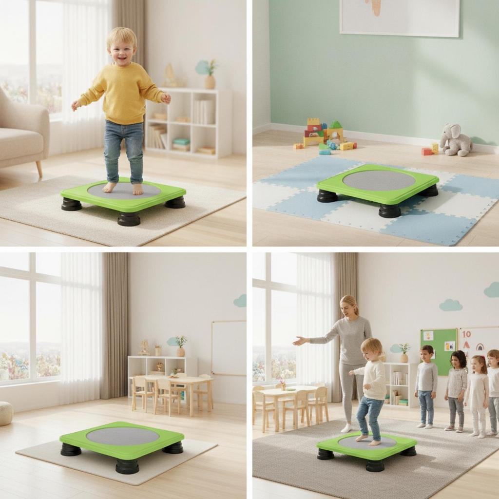 Square Trampolines Rebounder Quiet Jumping Toy for Kids, Young Children,