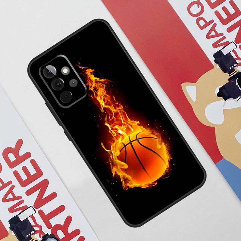 Basketball On Fire Case For Samsung Galaxy A36 A35 A55 A06 A16 A26 A56 A53 A32 A52 A33 A13 A14 A34 A54 A17 A15