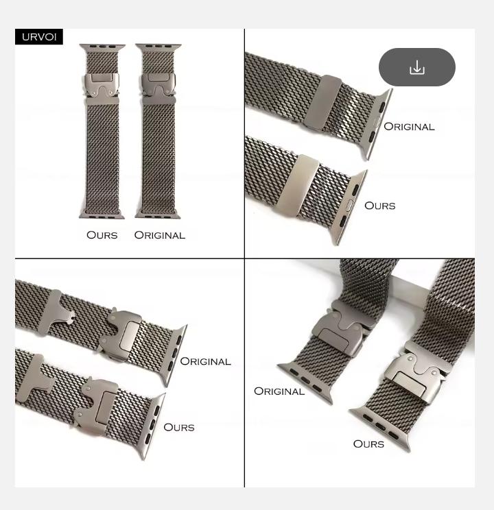 Für XIAOMI Titan Mailänder Armband für Apple Watch Ultra 2 1 Series 10 9 8 7 Naturschwarz Band Mesh-Armband für iWatch Fallschirmverschluss