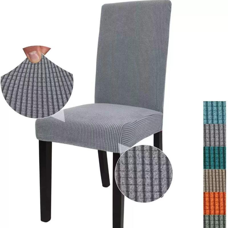 Jacquard Dining Chair Cover Spandex Elastic Stretch Long Back Chair Slipcover Case for Chairs Kitchen Hotel Wedding Banquet