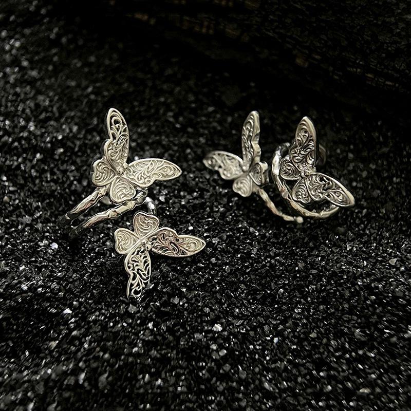 Double-Layer Butterfly Ear Clips - Trendy Hollow Arabesque Design for Autumn/Spring, Sweet & Cool Style, No Piercing Needed