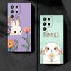 Cute Cartoon Bunny Rabbit Soft Phone Case for Samsung Galaxy S26 S25 Edge S24 Ultra S23 Plus S22 S21 FE S20 Black Cover Back She