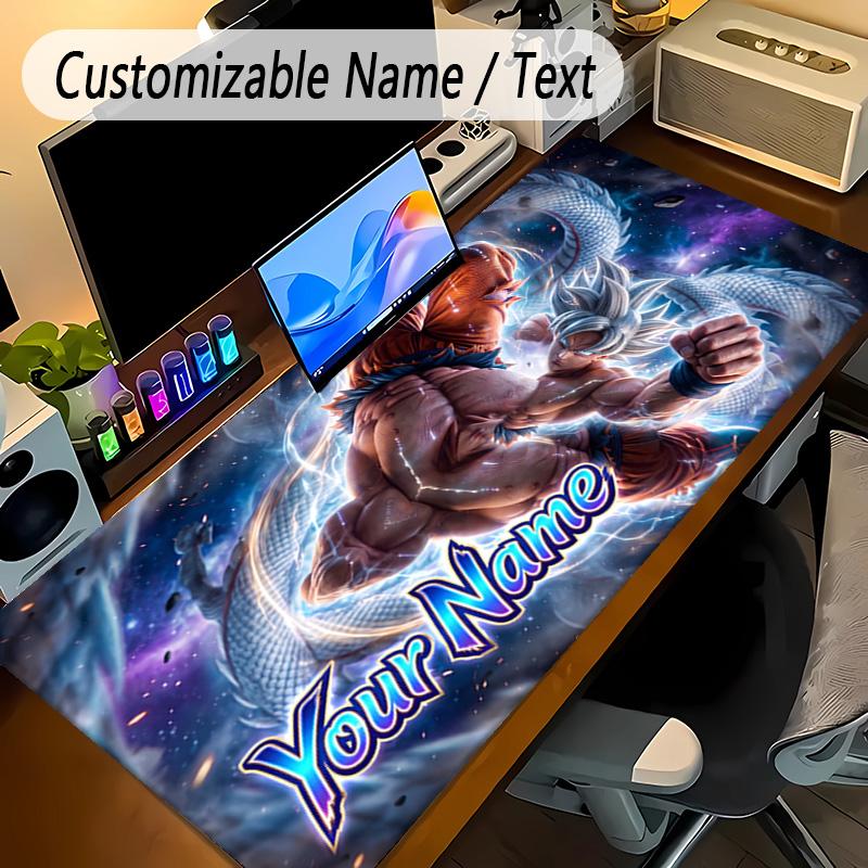 Large Mouse PadDragon Ball Custom Name Text Personalized Desk Mat Non Slip Gaming Pad