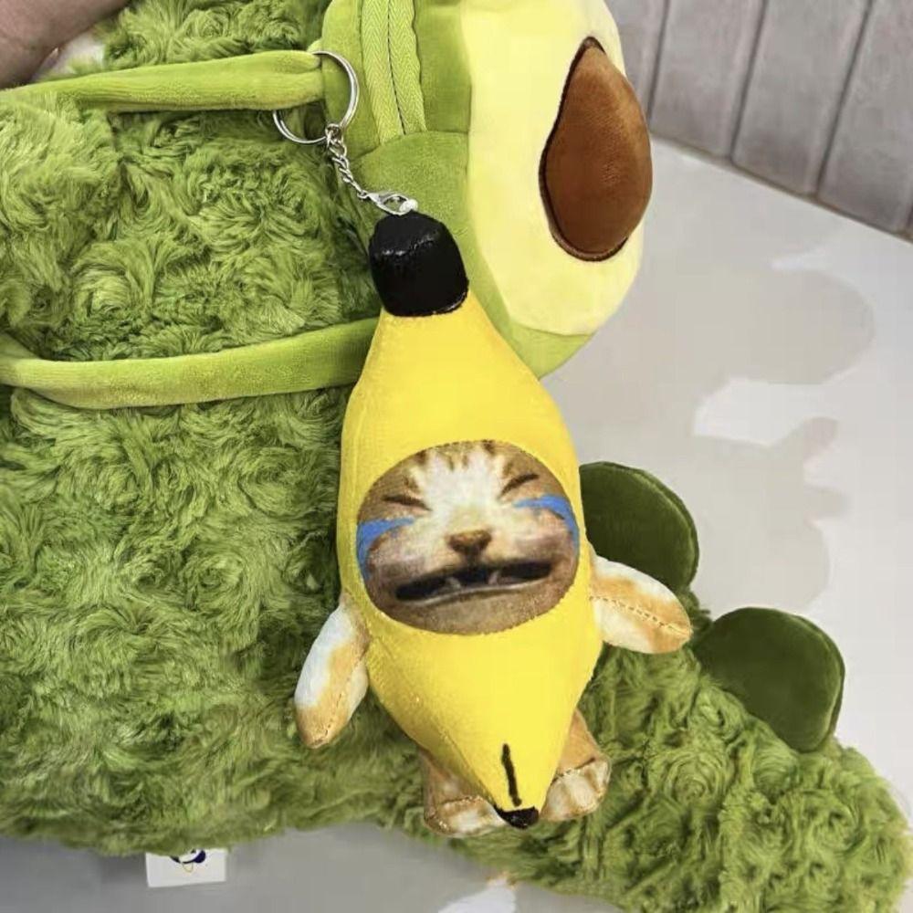 Funny Banana Cat Plush Pendant PP Cotton Car Bag Pendant Sound Plush Doll  Universal