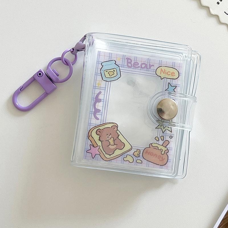 

1Pc Jewelry Photos Holder Pockets Portable Key Chain 2 Inch Mini Photo Albums For Photos Cards Small Album Book Card Holder фіолетовий