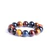 Natural Colorful Ball-Shaped Tiger Eye Bracelet with Blue Red Beads for Women Men Party Occasion Stretch Sizes 10-20mm AAAAAA