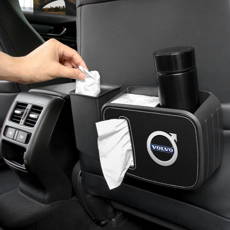 Car Multi-Functional Tissue Box Water Cup Holder Storage Box For Volvo Rdesign AWD C30 C70 S40 S60 S70 S80 S90 V40 V50 V60 V70