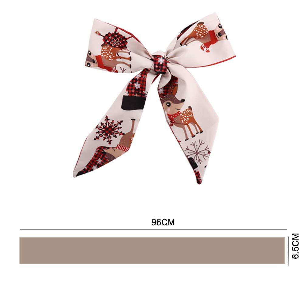 Style Scarves Bow Neck Tie Red Christmas Hair Band Hair Ribbon Long Silk Scarf Female Printed Scarf