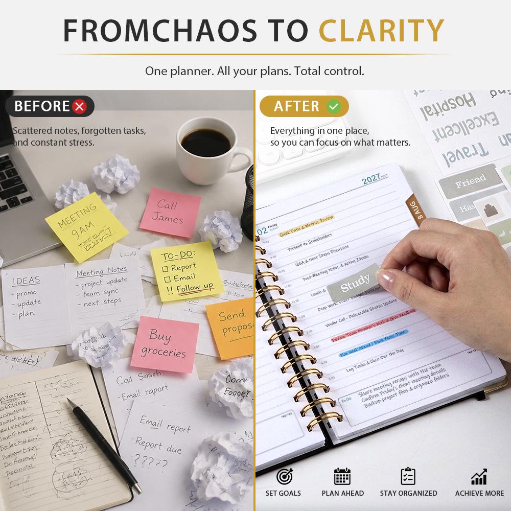 Agendă zilnică A5 transfrontalieră: Jurnal de Program și Eficiență la Birou în Engleză