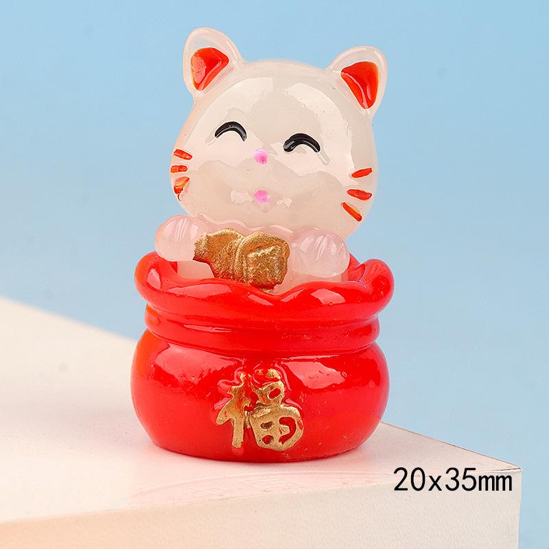 Mini svítící ozdoba Lucky Cat Cartoon Fortune Kitty Mikrokrajinná dekorace Miniaturní hračka domeček pro panenky