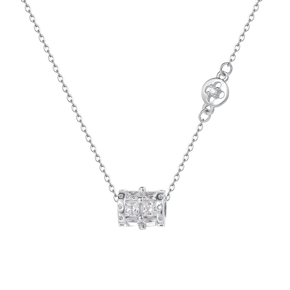 Halskette mit Anhänger Kleine Taille aus S999 Reinsilber im koreanischen Stil - Damen Exquisite Leichte Luxus Schlüsselbeinkette