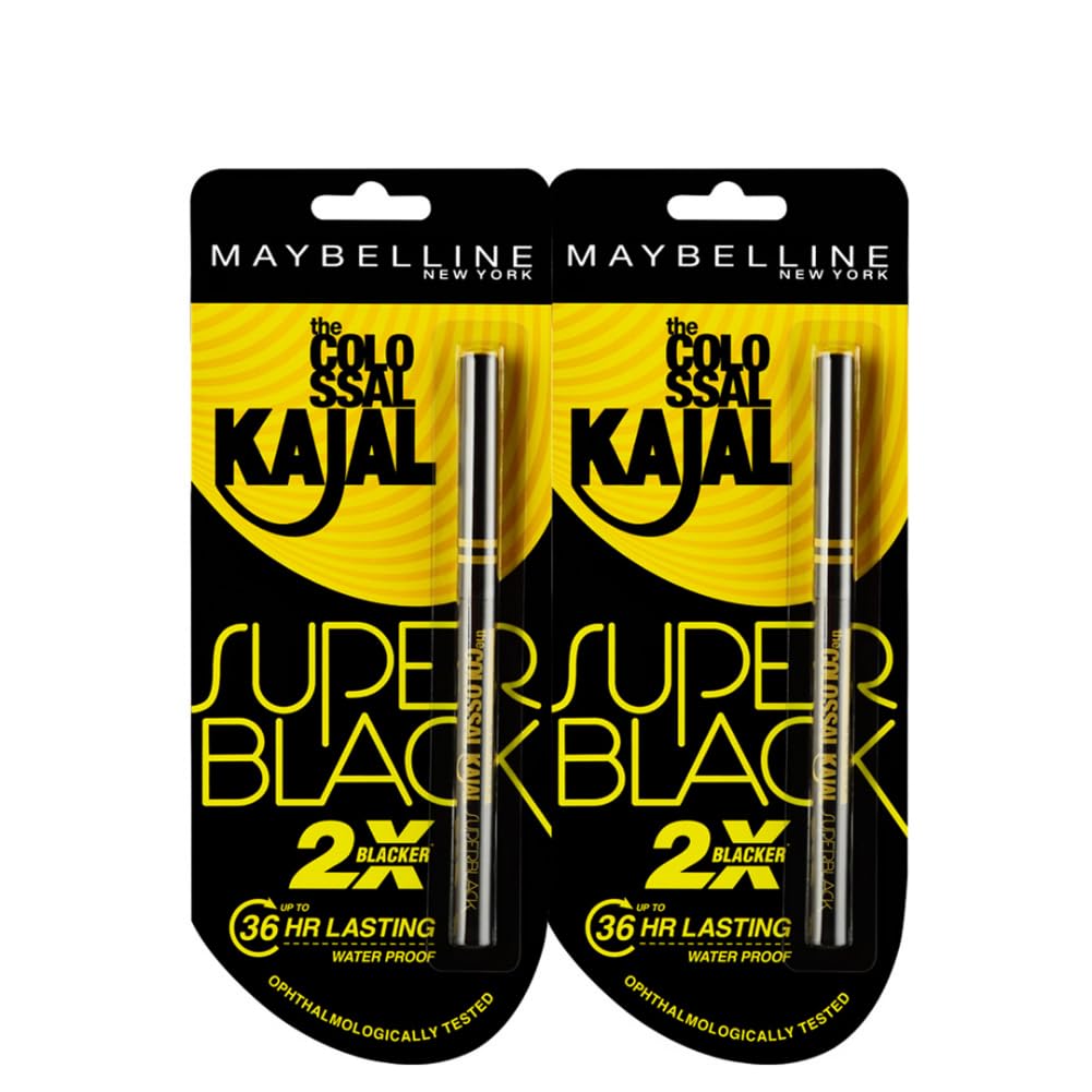 

Maybelline New York Colossal Kajal Super Black Eye Pencil 0.35g Pack Of 2 Waterproof Smudge Proof Long Lasting Intense Color Sharp Definition