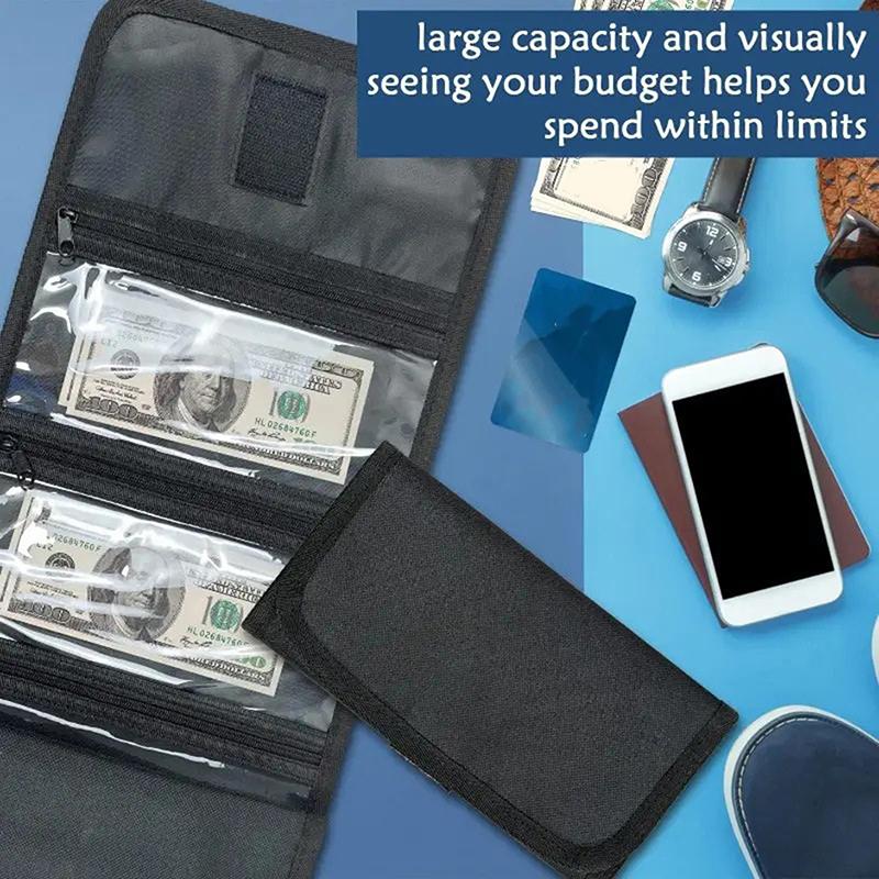 Waterproof Oxford Cloth Multi-Functional Six-Card Slot Cash Storage Wallet, Transparent Folding Coin Purse, Cosmetic Bag