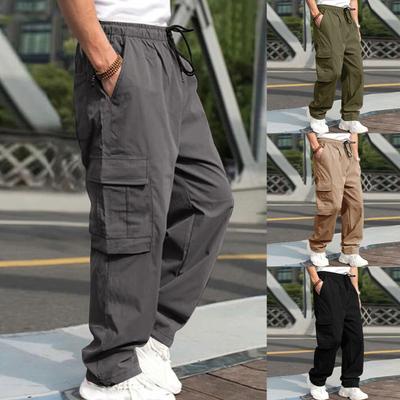 Men's Overalls Drawstring Multi Pocket Casual Pants Hiking Pants Cotton Twill  Pants