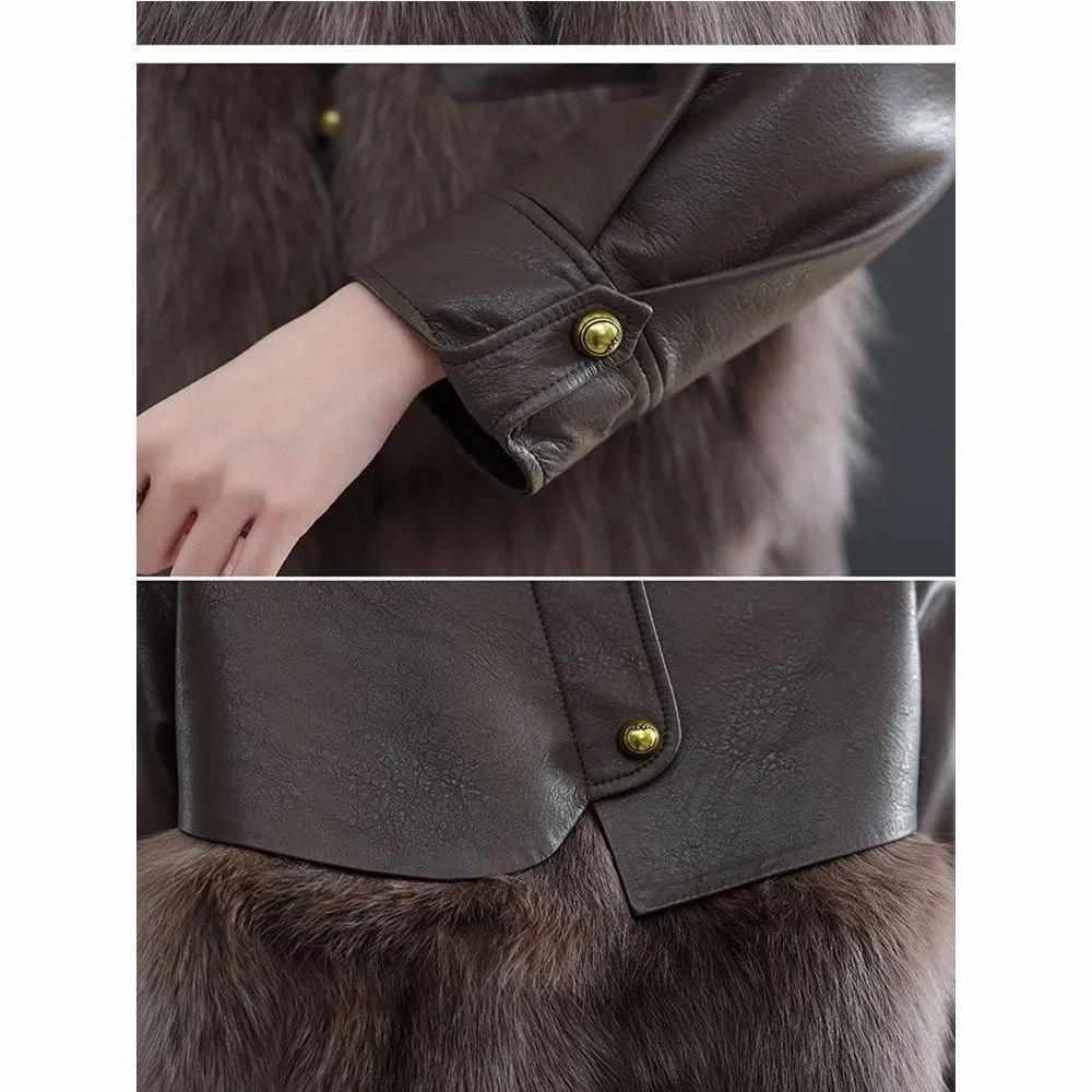 Chaqueta Casual de Invierno para Mujer con Retazos de Longitud Corta en Cuero PU