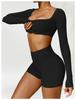 Winter Long Sleeve Yoga Suit for Outdoor Running - Brushed Fitness T-shirt