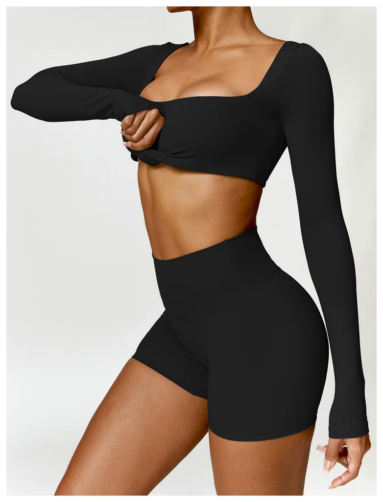 Winter Long Sleeve Yoga Suit for Outdoor Running - Brushed Fitness T-shirt
