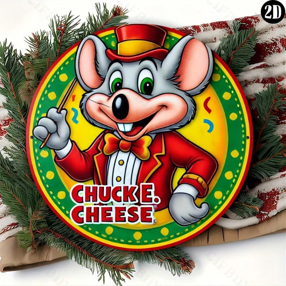Chuck E Cheese Metallskylt Rund Aluminium Väggkonst Hemmakontor Barinredning Gåva