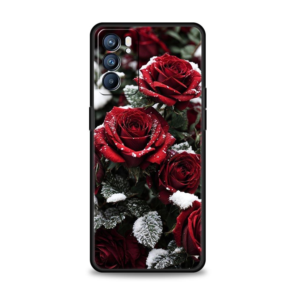Beautiful Red Rose Flowers Phone Case For Oppo Reno8 Reno7 Reno6 Pro A54 5G Find X6 X5 A53 A52 A9 A15 A95 A17 A16 A57 A31 Cover