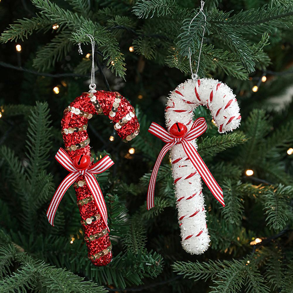 Christmas Tree Candy Cane Decoration Sweet Sparkling Candy Model with String Christmas Lollipop Cane Decorations Set for Tree