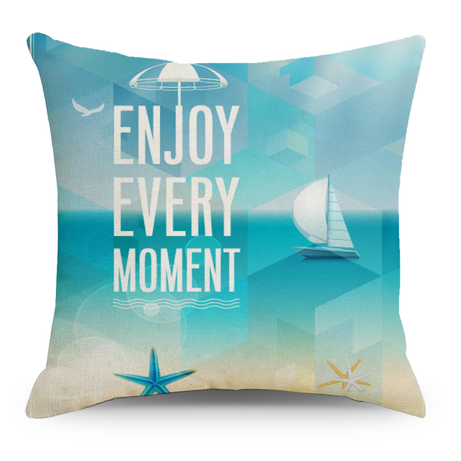Blue Ocean Series Pillow Case Supply Line Pillow Case Home Sofa Pillow Case Cushion Case Premium Durable Quality 45 * 45Cm without pillow core