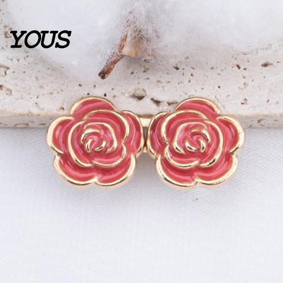 Comfortable Waist Support Pins 1 Pair Rose Tightener Pins, No-sew Pants Tighteners, Detachable Metal Flower for Jeans Skirts Waistband Narrowing