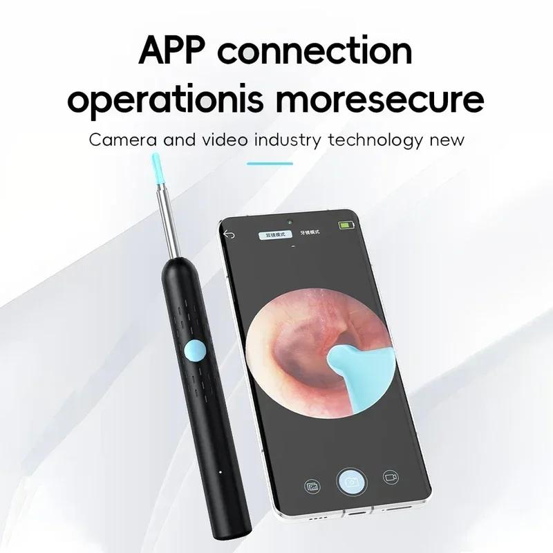 Smart Visual Ear Cleaner with Camera Ear Sticks USB C Charging Ear Wax Removal Tool WIFI Connection 6 LED Lights Earpick