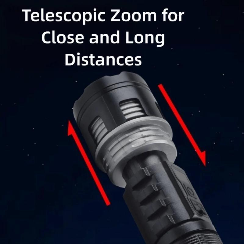 Portable Powerful LED Flashlight with Digital Display COB Side Light Long Range Lamp Zoom Torch Outdoor Lighting