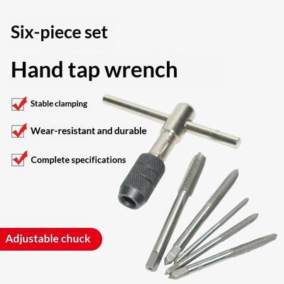 5-teiliges T-förmiges Gewindeschneidkluppen-Set 3-6mm M3-M8 - Manuelles Gewindeschneid-Handwerkzeug für Schraubendreher-Stil Gewindeschneidarbeiten