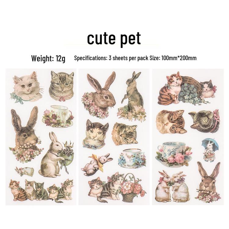Handmade Fresh Style Stickers: 3 Sheets for DIY Albums & Journals