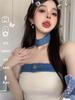 Spicy Girl Patchwork Strapless Denim Crop Top - Sexy, Slim-Fit, One-Shoulder Camisole